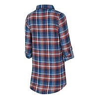 Women's Concepts Sport Navy Chicago Bears Laney Plaid Tri-Blend Full-Button Nightshirt