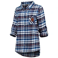 Women's Concepts Sport Navy Chicago Bears Mainstay Plaid Full-Button Long Sleeve Nightshirt
