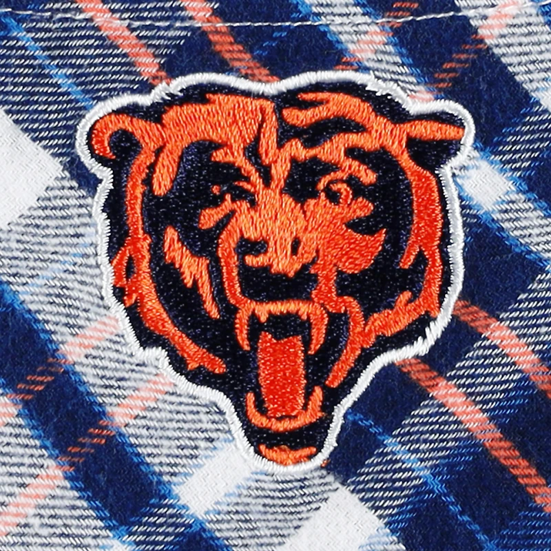 Women's Concepts Sport Navy Chicago Bears Mainstay Plaid Full-Button Long Sleeve Nightshirt