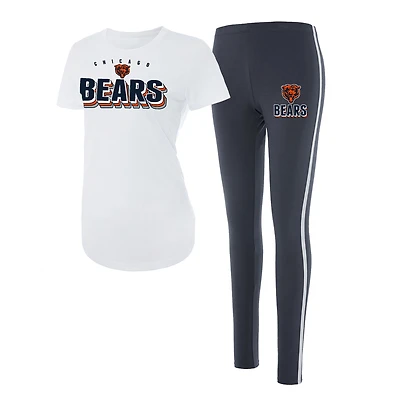 Ensemble haut à manches courtes et leggings Concepts Sport blanc/anthracite des Chicago Bears Sonata pour femme