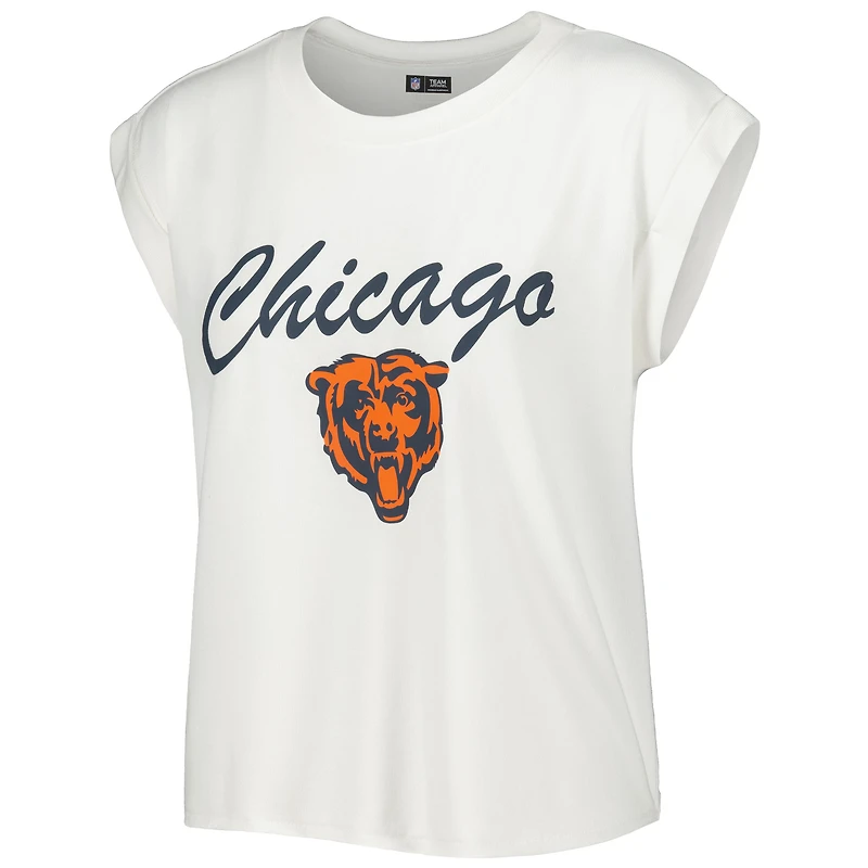 Ensemble de nuit Concepts Sport blanc/crème pour femme, haut et short en tricot des Chicago Bears Montana