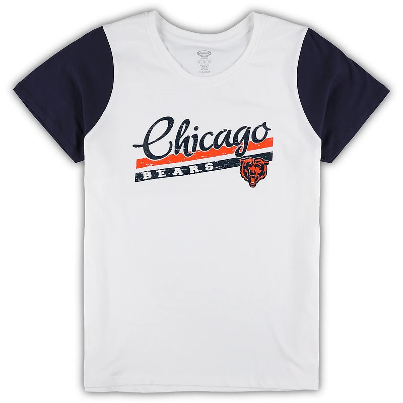 Women's Concepts Sport White/Navy Chicago Bears Plus Downfield T-Shirt & Shorts Sleep Set