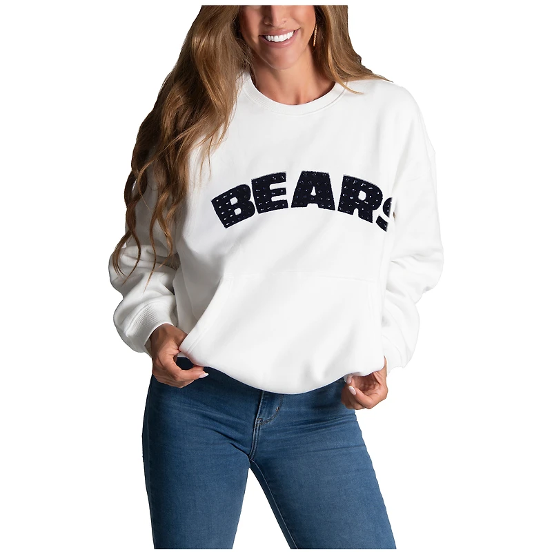 Sweat-shirt à bijoux en chenille blanc Chicago Bears pour femme