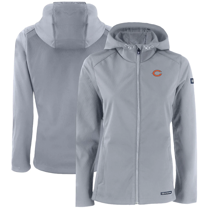 Women's Cutter & Buck Gray Chicago Bears Evoke Eco Softshell Recycled Full-Zip Hooded Jacket
