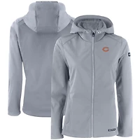 Women's Cutter & Buck Gray Chicago Bears Evoke Eco Softshell Recycled Full-Zip Hooded Jacket
