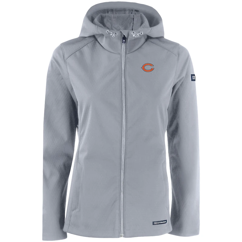 Women's Cutter & Buck Gray Chicago Bears Evoke Eco Softshell Recycled Full-Zip Hooded Jacket