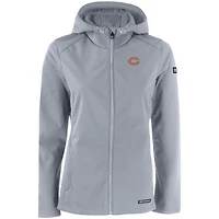 Women's Cutter & Buck Gray Chicago Bears Evoke Eco Softshell Recycled Full-Zip Hooded Jacket