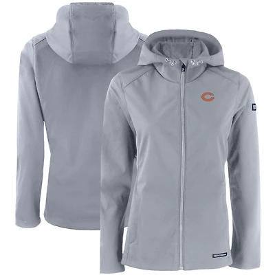 Women's Cutter & Buck Gray Chicago Bears Evoke Eco Softshell Recycled Full-Zip Hooded Jacket