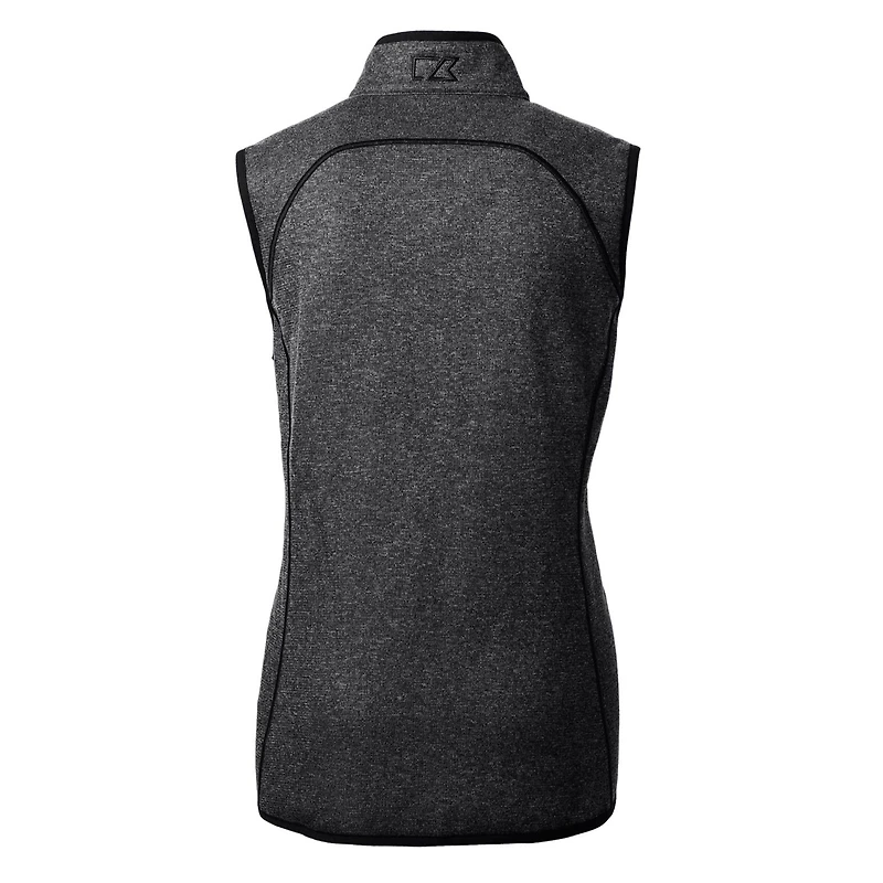 Women's Cutter & Buck Heather Charcoal Chicago Bears Throwback Logo Mainsail Basic Sweater Knit Fleece Full-Zip Vest