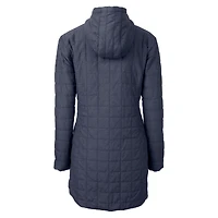 Women's Cutter & Buck Heather Navy Chicago Bears Helmet Logo Rainier Primaloft Eco Insulated Hooded Long Coat