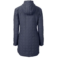 Women's Cutter & Buck Heather Navy Chicago Bears Throwback Logo Rainier Primaloft Eco Full-Zip Hoodie Long Coat