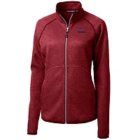 Women's Cutter & Buck Heathered Red Chicago Bears Mainsail Sweater Knit Fleece Full-Zip Jacket