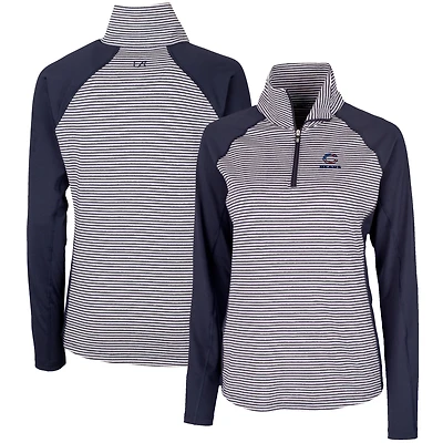 Women's Cutter & Buck Navy Chicago Bears Forge Tonal Half-Zip Top