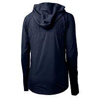 Sweat à capuche hybride recyclé entièrement zippé en tricot écologique pour femme Cutter & Buck bleu marine avec logo rétro des Chicago Bears