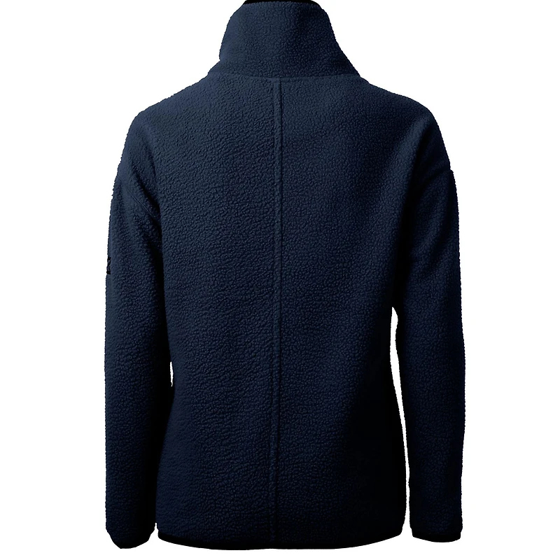 Veste pull-over demi-zip Cutter & Buck pour femme, logo rétro Chicago Bears bleu marine, en polaire sherpa écologique Cascade.