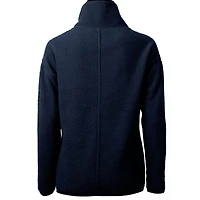 Veste pull-over demi-zip Cutter & Buck pour femme, logo rétro Chicago Bears bleu marine, en polaire sherpa écologique Cascade.