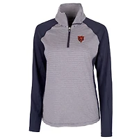 Women's Cutter & Buck Navy Chicago Bears Throwback Logo Forge Tonal Stripe Stretch Half-Zip Pullover Top