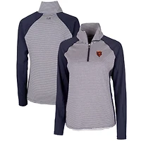 Women's Cutter & Buck Navy Chicago Bears Throwback Logo Forge Tonal Stripe Stretch Half-Zip Pullover Top