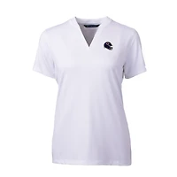 Haut à col en V extensible DryTec Forge pour femme, coupeur et buck, blanc, avec logo du casque des Chicago Bears