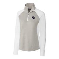 Women's Cutter & Buck  White Chicago Bears Helmet Logo DryTec Forge Tonal Stripe Stretch Half-Zip Top