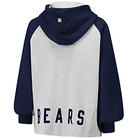 Women's DKNY Sport Gray/Navy Chicago Bears Joy Cropped Raglan Pullover Hoodie