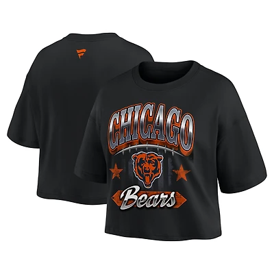 T-shirt court Fanatics pour femmes, style américain, Chicago Bears, noir