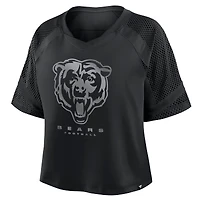 Women's Fanatics Black Chicago Bears Oversized Raglan V-Neck Blackout Fashion Jersey