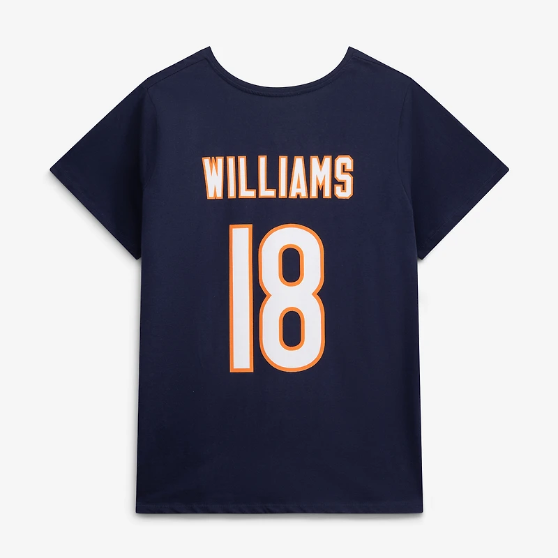 Women's Fanatics Caleb Williams Navy Chicago Bears Plus Name & Number V-Neck T-Shirt