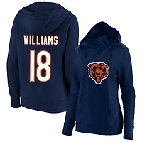 Women's Fanatics Caleb Williams Navy Chicago Bears Plus Player Name & Number V-Neck Hoodie