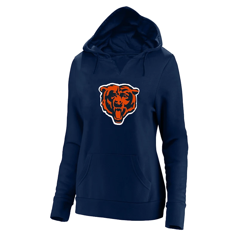 Women's Fanatics Caleb Williams Navy Chicago Bears Plus Player Name & Number V-Neck Hoodie