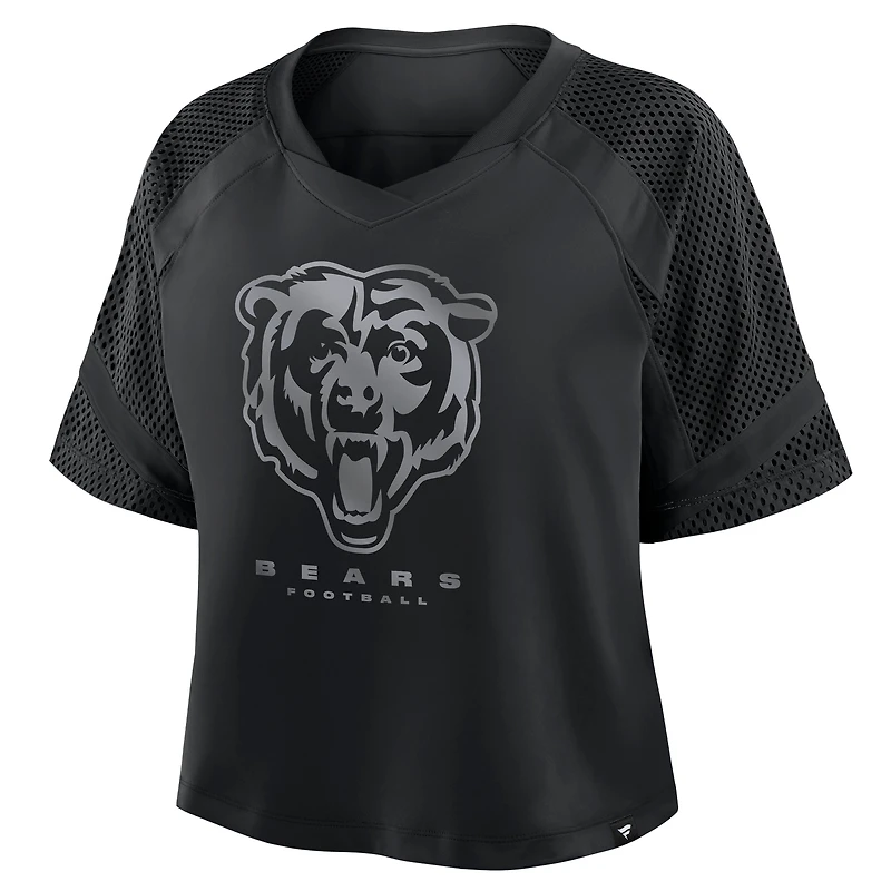 Women's Fanatics Chicago Bears Oversized Raglan V-Neck Blackout Fashion Jersey