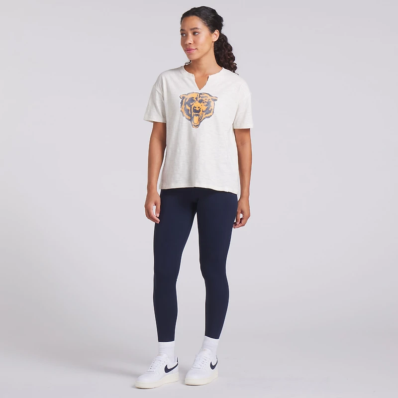 T-shirt boxy flammé Fanatics crème pour femme, motif Chicago Bears, Trick Play
