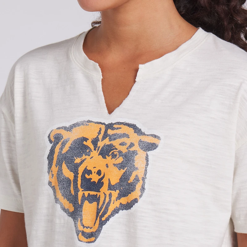 T-shirt boxy flammé Fanatics crème pour femme, motif Chicago Bears, Trick Play