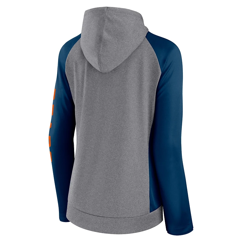 Women's Fanatics  Heather Gray/College Navy Chicago Bears Blind Side Lightweight Full-Zip Hoodie