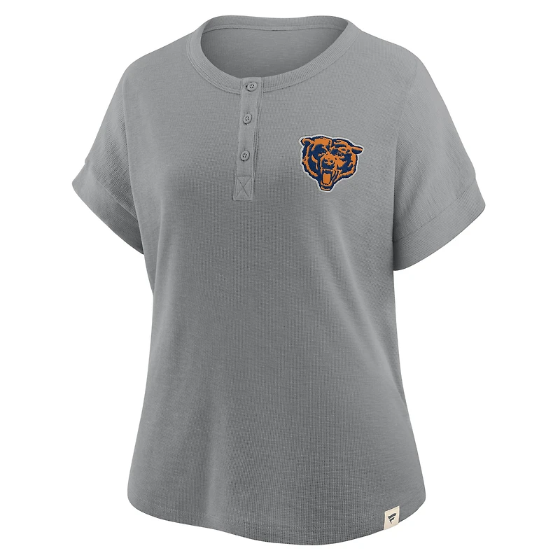 Women's Fanatics Heather Gray Chicago Bears Oversized Hometown Premium Henley Shirt
