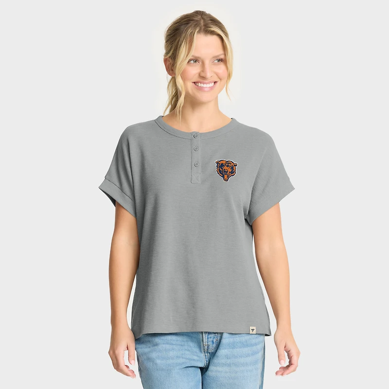 Women's Fanatics Heather Gray Chicago Bears Oversized Hometown Premium Henley Shirt