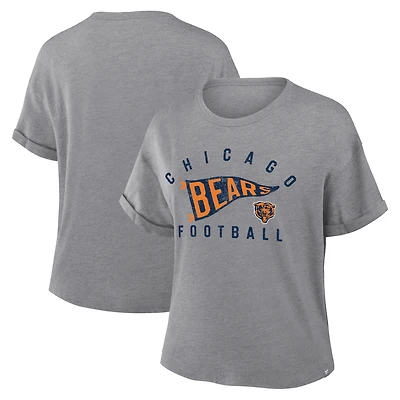 T-shirt boxy tri-blend hommage aux Chicago Bears, gris chiné, Fanatics pour femme