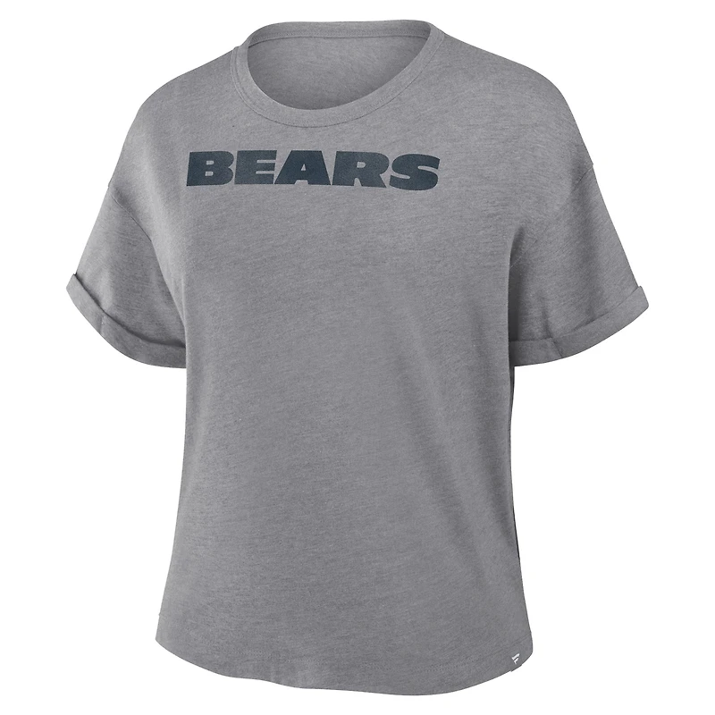 T-shirt boxy tri-blend gris chiné Fanatics pour femme des Chicago Bears