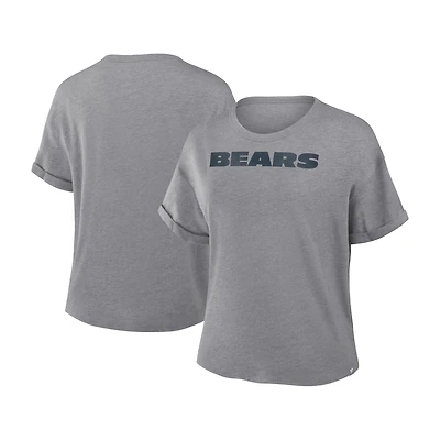 T-shirt boxy tri-blend gris chiné Fanatics pour femme des Chicago Bears