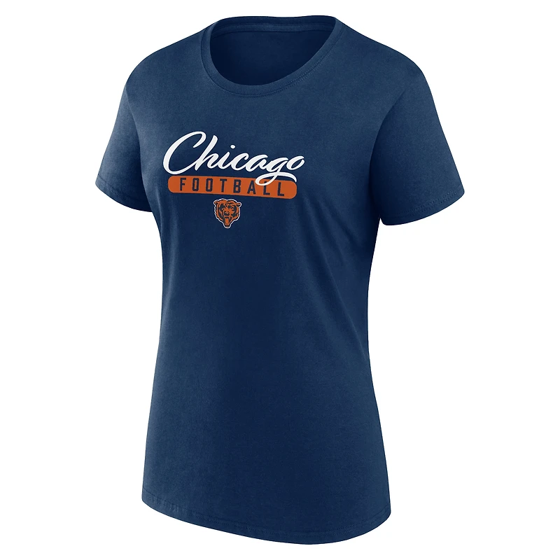 Ensemble de deux t-shirts Fanatics pour femmes bleu marine/orange Fan des Chicago Bears