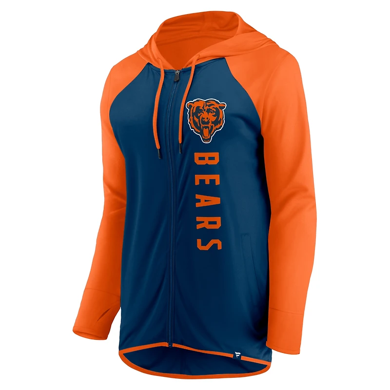 Women's Fanatics Navy/Orange Chicago Bears Forever Fan Full-Zip Hoodie