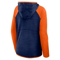 Women's Fanatics Navy/Orange Chicago Bears Redzone End Around Pass Raglan Full-Zip Hoodie