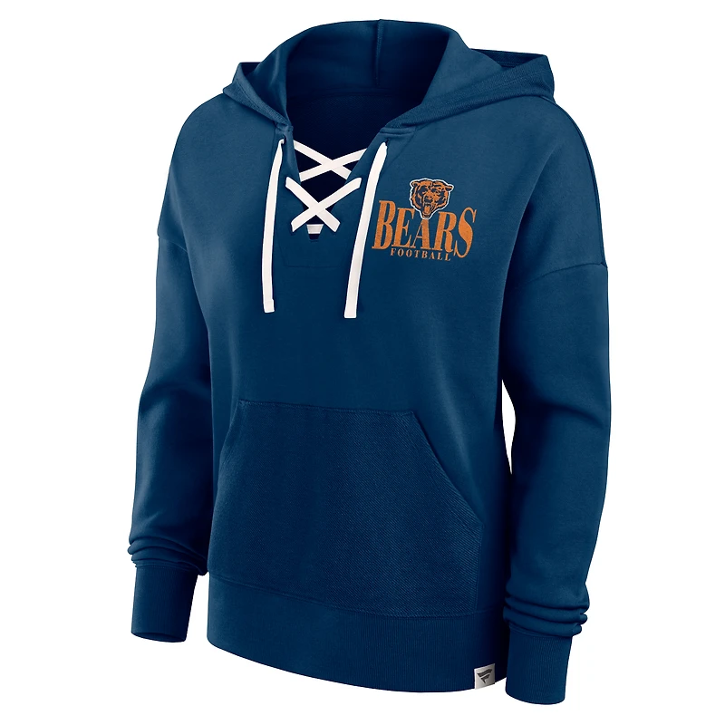 Sweat à capuche lacets gauche Blitz Chicago Bears bleu marine Fanatics pour femme