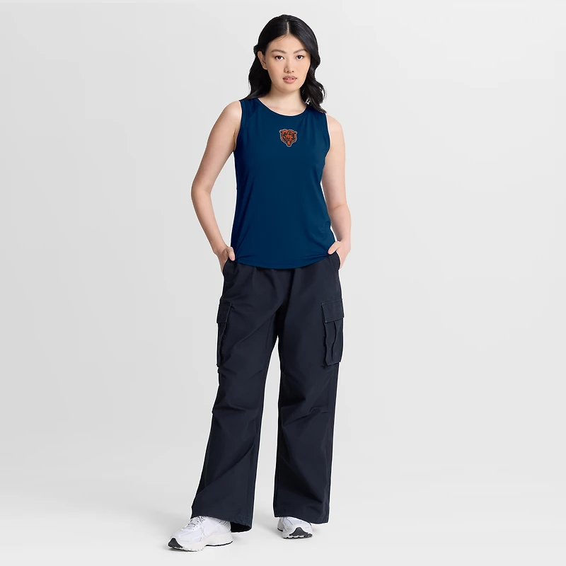 Women's Fanatics Navy Chicago Bears Draped Mesh Back Performance Tank Top