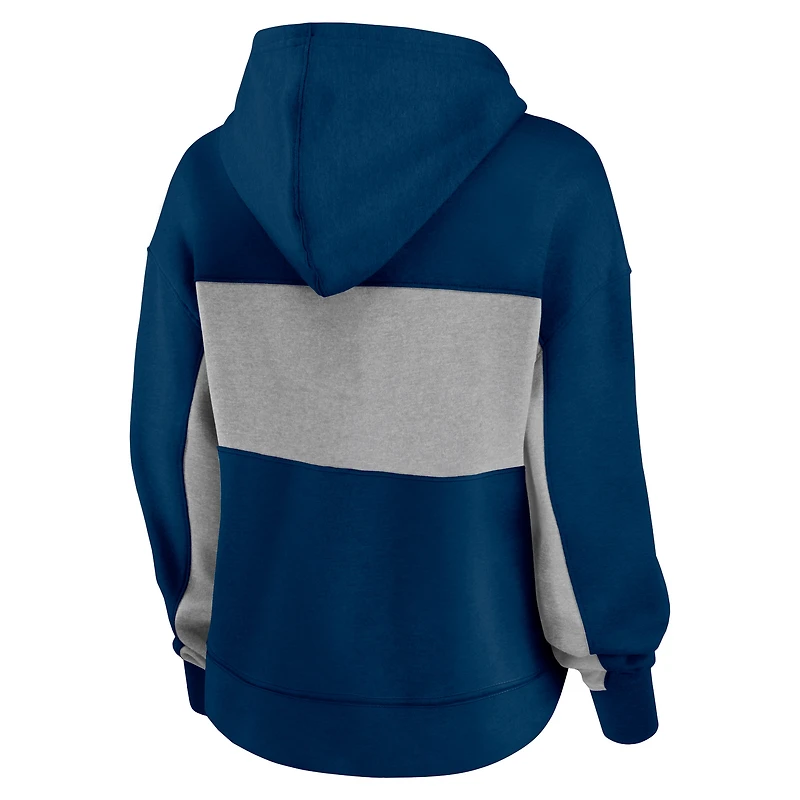 Sweat à capuche court léger et modeste pour femmes Fanatics Navy Chicago Bears Filled Stat Sheet