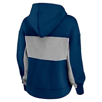 Sweat à capuche court léger et modeste pour femmes Fanatics Navy Chicago Bears Filled Stat Sheet