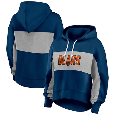 Sweat à capuche court léger et modeste pour femmes Fanatics Navy Chicago Bears Filled Stat Sheet