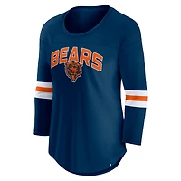 T-shirt à manches 3/4 avec logo de la première équipe des Chicago Bears Fanatics pour femme, bleu marine
