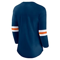 T-shirt à manches 3/4 avec logo de la première équipe des Chicago Bears Fanatics pour femme, bleu marine