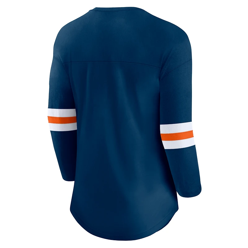 Women's Fanatics Navy Chicago Bears First Team Arch Logo 3/4 Sleeve T-Shirt